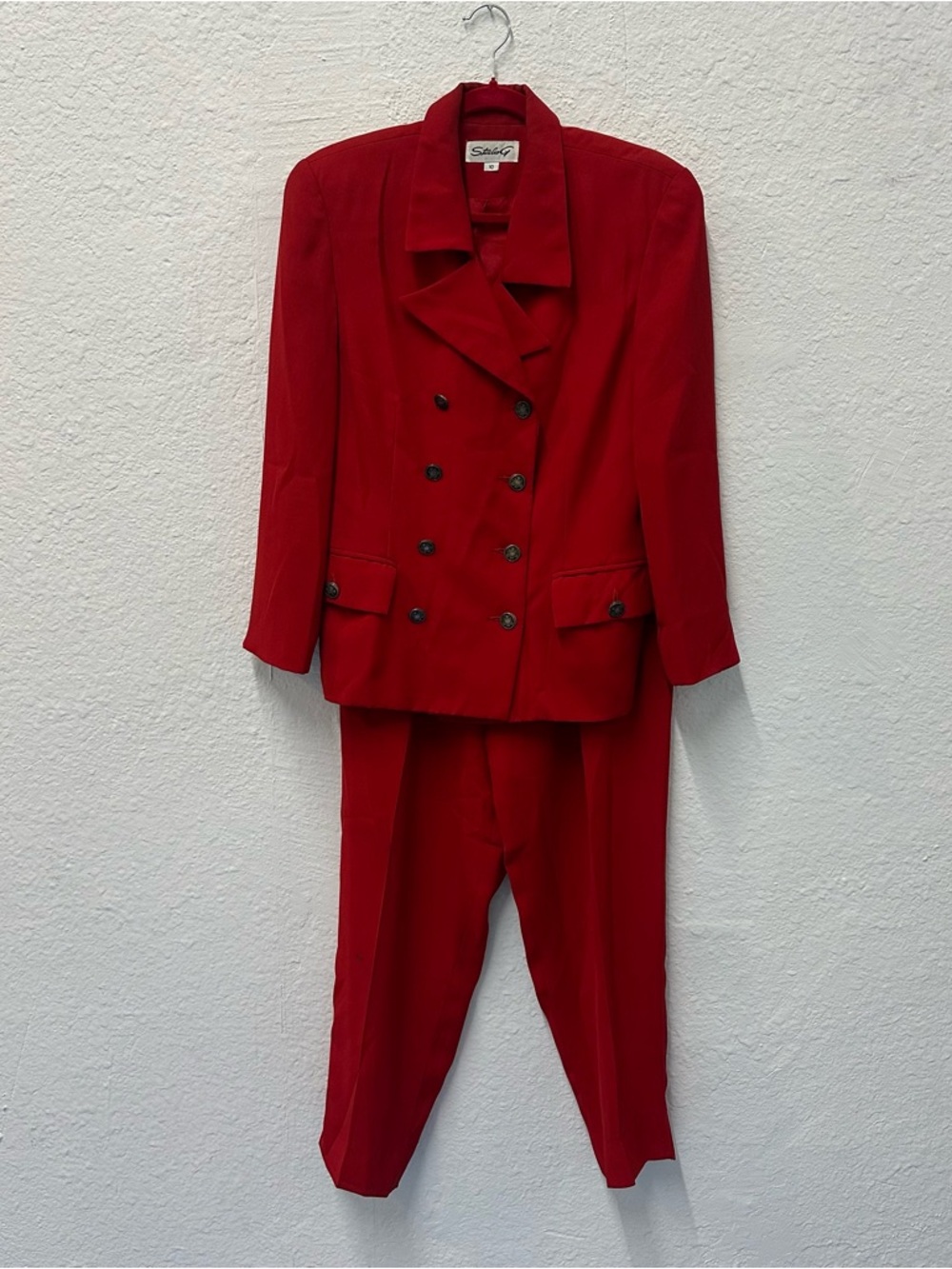 Vintage Studio G Red Double-Breasted Women's Pant Suit